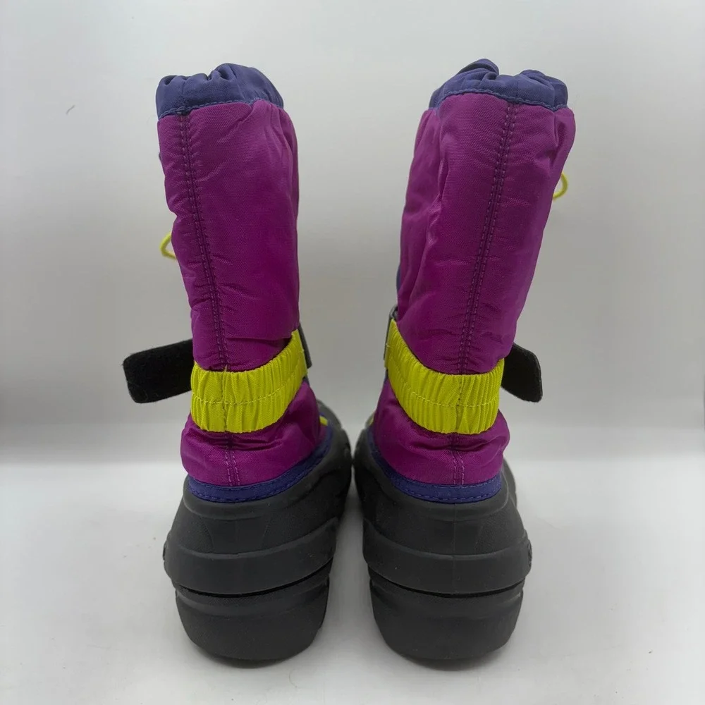 Sorel Flurry Youth Snow Boots Purple Magenta Yellow Size 4 Kids‎ Winter Warm